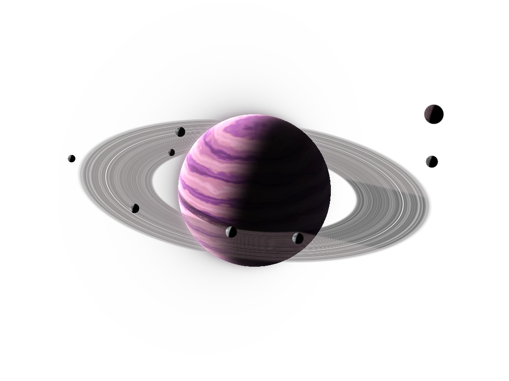 A ringed world with its twin and its moons, the catalogue’s demonstration world
