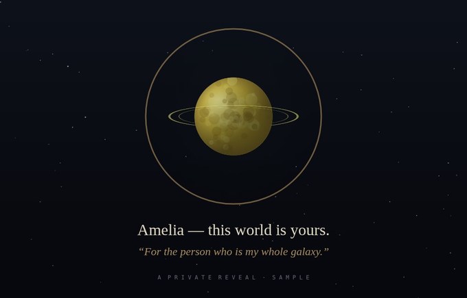 The private reveal page